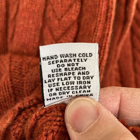 Elliott Lauren Womens Cable Knit Sweater Size XS Rust Wool Cashmere Blend - Picture 5 of 10